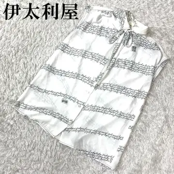 이타리야 이탈리아 슬리브리스 블라우스 올 패턴 화이트 B559