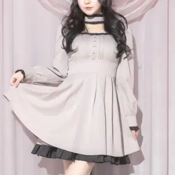 pium 초커 프릴 도리 원피스