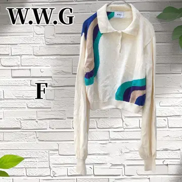 W.W.G 상의 긴팔 화이트 피케 셔츠 F 사이즈 여성용