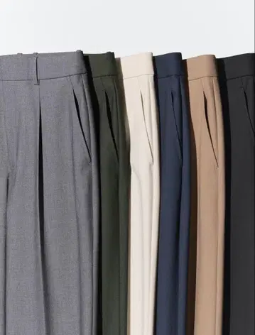 UNIQLO 턱 와이드 팬츠 XL 네이비, 블랙, 그레이