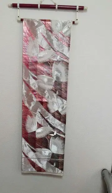 순수 실크 후쿠로 오비 빛나는 나비 후리소데 등에 중고