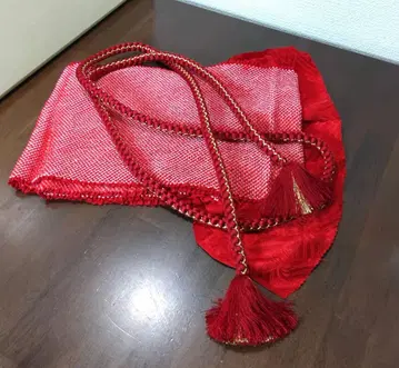 순수 실크 후리소데 잡화 오비 장식 천 허리띠 레이어트 카라 빨간색 중고
