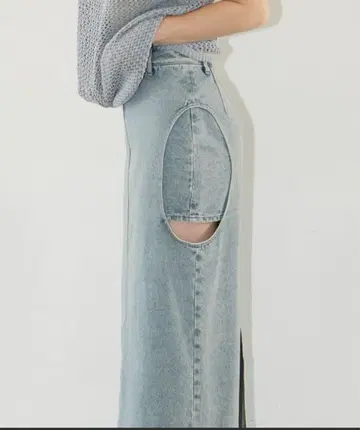 [ CLANE ] CIRCLE CUT LAYERED DENIM SKIRT