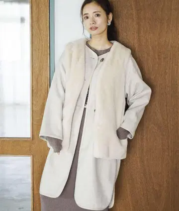 퍼 베스트 롱 코트 세트 mysty woman