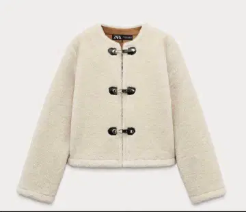 ZARA 더블 페이스 사양 토글 버튼 자켓 에크루 퍼 자켓