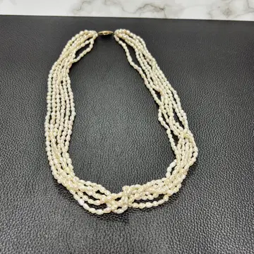 담수 진주 6연 목걸이 다층 목걸이 레어 가치 48cm 여행 파티