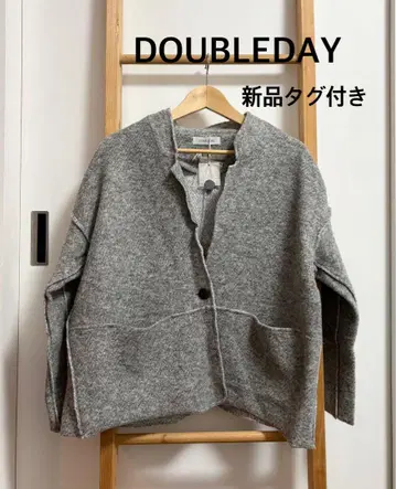 새상품 DOUBLEDAY 슬라이버 니트 자켓 울 혼방 가디건