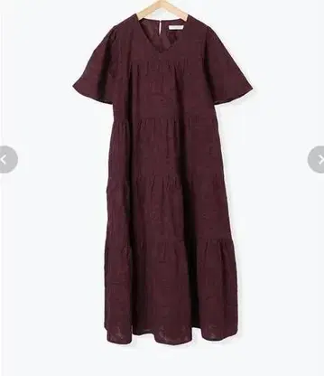 완판템 꽃 자카드 티어드 원피스 보르도