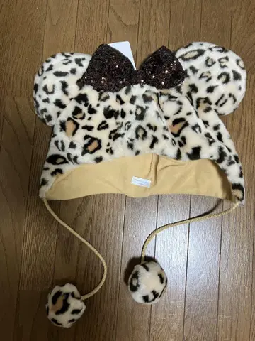 디즈니 미니 레오파드 무늬 팬캡 브라운