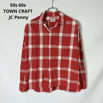50s 60s TOWN CRAFT JC Penny 오픈 카라 셔츠 M