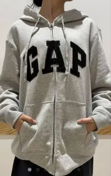 GAP 그레이 후드 부착 후드티 XL
