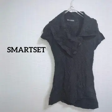 해외 구제 의류 SMARTSET 다크 그레이 니트 스웨터 반팔
