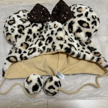 미니 팬캡 레오파드 무늬 모자 브라운 택 포함 미사용 새상품