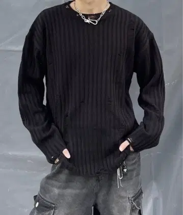 [ Chikashitsu + ] unisex damage knit