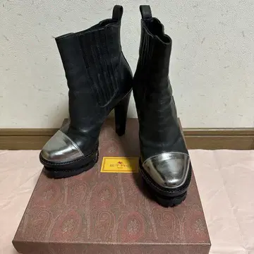 ETRO 메탈릭 사이드 고어 부츠 35.5 블랙