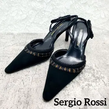 세르지오로시 비즈 스웨이드 펌프스 22.5cm 블랙 스틸레토