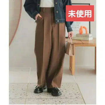 고베 레터스 푸치레 턱 와이드 스트레이트 팬츠 브라운 S