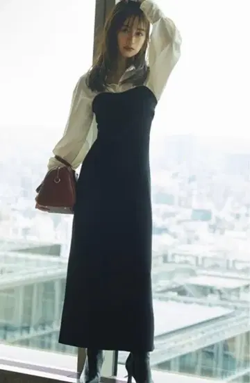 snidel 오버 셔츠 도킹 니트 원피스