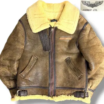 J7417 아비렉스 B-3 가슴 로고 시프 무스탕 보머 플라이트 자켓