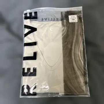 RELIVE 베이지 V넥 반팔 셔츠 M