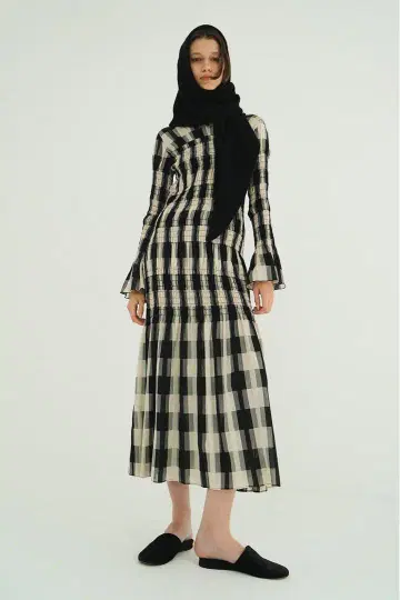 CLANE SHIRRING LONG ONEPIECE
