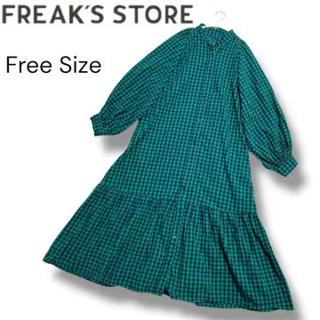 FREAK'S STORE 면 100% 체크 무늬 셔츠 원피스 루즈핏