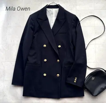 미라 오웬 골드 버튼 더블 브레스트 자켓 네이비 블레이저 겉옷 네이비