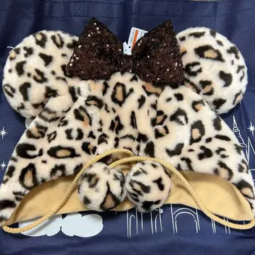 미니 레오파드 무늬 팬 캡 브라운