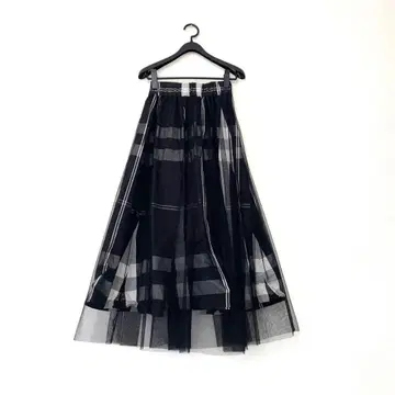 BARNEYS NEW YORK 튤 레이어드 스커트 체크 무늬