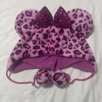디즈니 미니 레오파드 무늬 팬 캡 레오파드 핑크