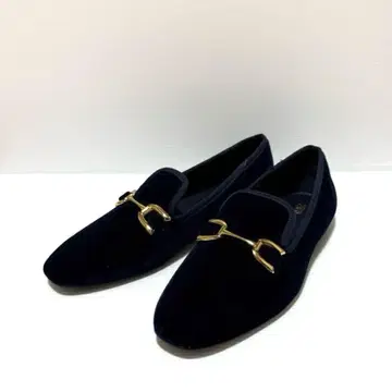 컨디션 최상 ZARA 벨벳 플랫 로퍼 네이비 36 23cm