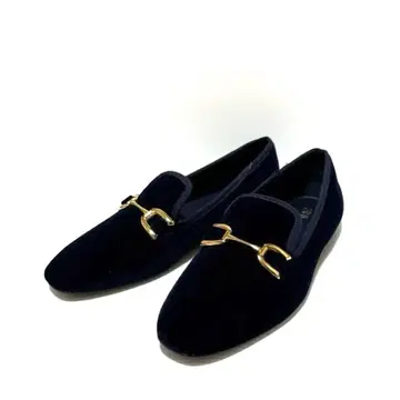 컨디션 최상 ZARA 벨벳 플랫 로퍼 네이비 36 23cm