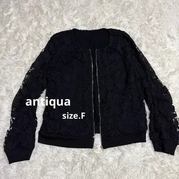 antiqua 블랙 플라워 레이스 집업 자켓