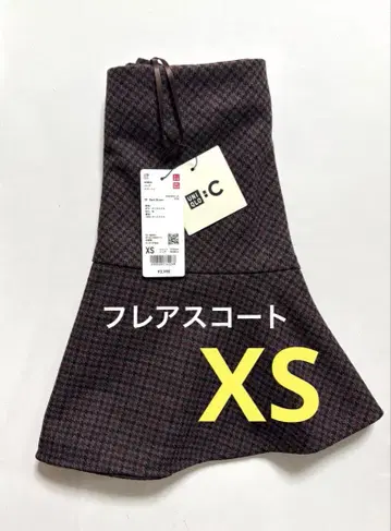 택 포함 새상품 UNIQLO C 플레어 스코트 39 다크 브라운 XS 1