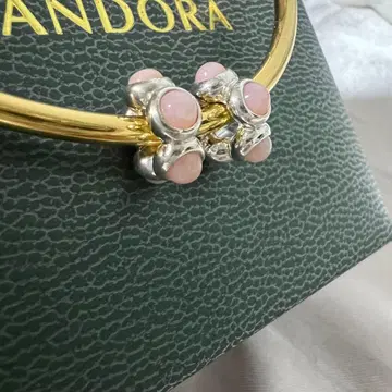 PANDORA 핑크 오팔 카보숑 참 2개