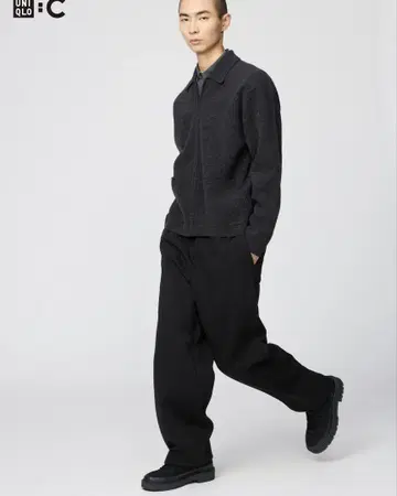 UNIQLO 맨투맨 와이드 팬츠 블랙