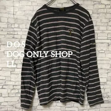 DOG ONLY SHOP 보더 긴팔 티셔츠 LL 그레이 개 자수