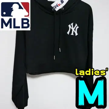 [ 새상품 ] 양키스 후드티 M 여성용 크롭 블랙 MLB 공식