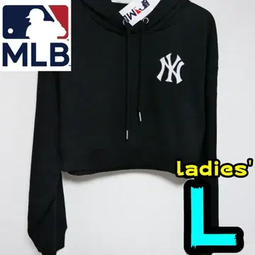 [ 새상품 ] 양키스 후드티 L 여성용 크롭 블랙 MLB 공식