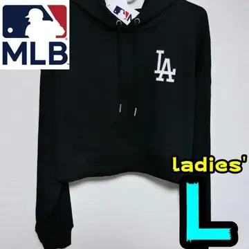 [ 새상품 ] 다저스 후드티 L 여성용 크롭 블랙 MLB 공식