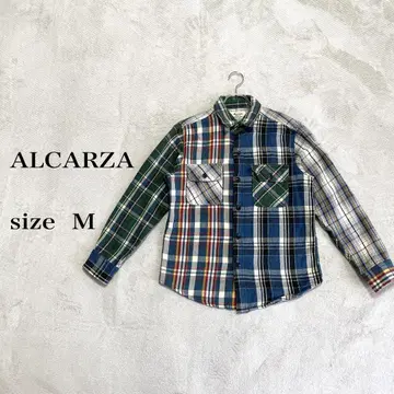 ALCARZA 체크 무늬 긴팔 셔츠 플란넬 셔츠 M 사이즈
