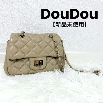 [컨디션 최상] DouDou 가죽 체인 숄더백 미니백 베이지