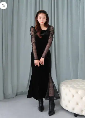 MM Velvet sheer sheer long onepiece