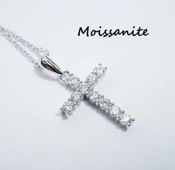 2개 약 45cm 10개 2mm 모이사나이트 크로스 목걸이 925