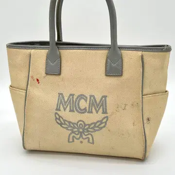 [ 하자품 ] MCM 핸드백 미니 토트 빈티지 빅 로고 베이지