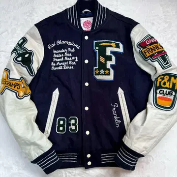 FRANKLIN&MARSHAL 바시티 자켓 소가죽 소매 가죽 퀼팅