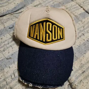 VANSON 로고 자수 데님 캡