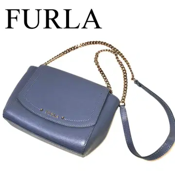 훌라 FURLA 체인 숄더백 데이지 블루 그레이 가죽