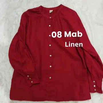 08Mab 린넨 100% 밴드 카라 셔츠 블라우스