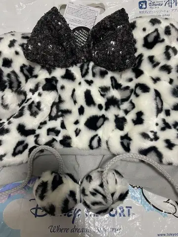 디즈니 화이트 표범 무늬 미니 팬캡 레오파드 화이트